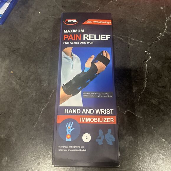 FEATOL Wrist Brace for Carpal Tunnel, Strain. Adjustable Support, L Right - Picture 6 of 7
